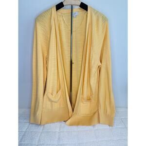 LOFT Women's XL Yellow Lightweight Open Cardigan Long Sleeve Office Layering